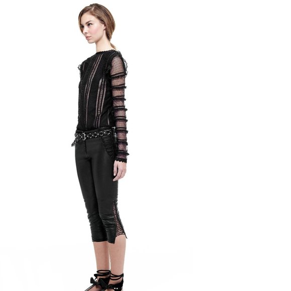 ISABEL MARANT • Cleavon Black Leather Leggings 42 - Picture 5 of 14